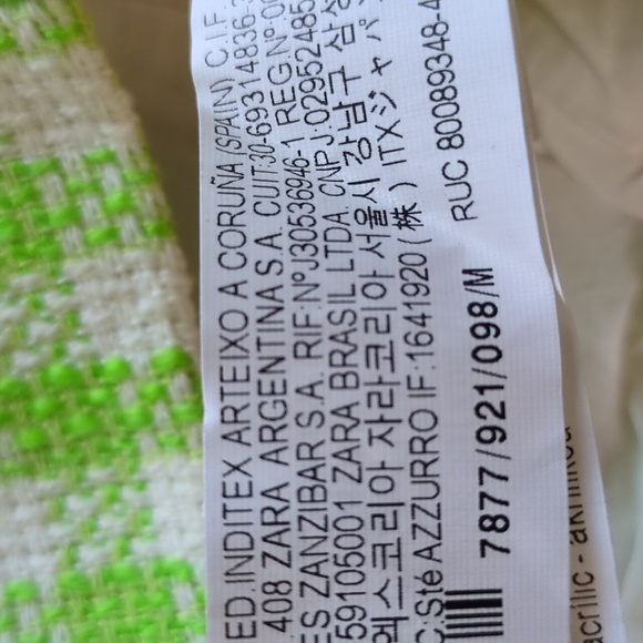 Zara Corset Style  Crop Gingham Tweed Green and White Top Size Medium - Picture 8 of 11